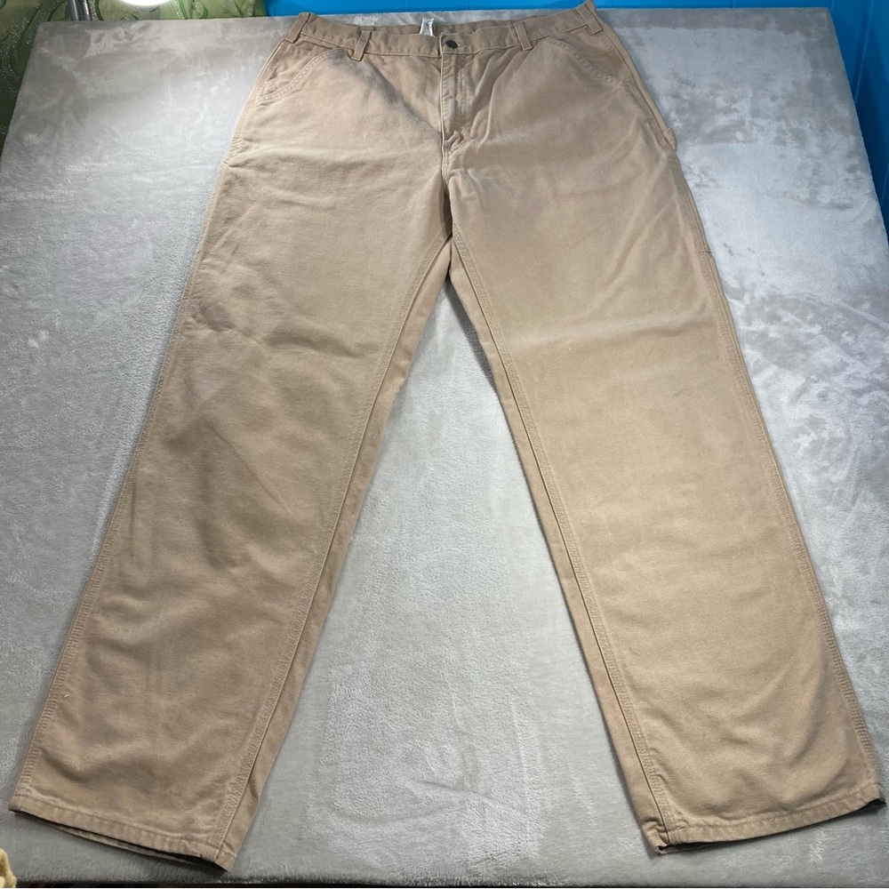 Carhartt Duck Canvas Work Carpenter Utility Pants Men's Sz 38x34 Tan B11-SDL